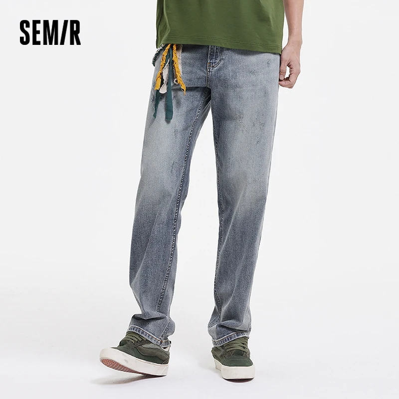 

Semir Jeans Men 2025 Summer Vintage Washed Distressed Straight Leg Street Fashion Trendy Denim Pants