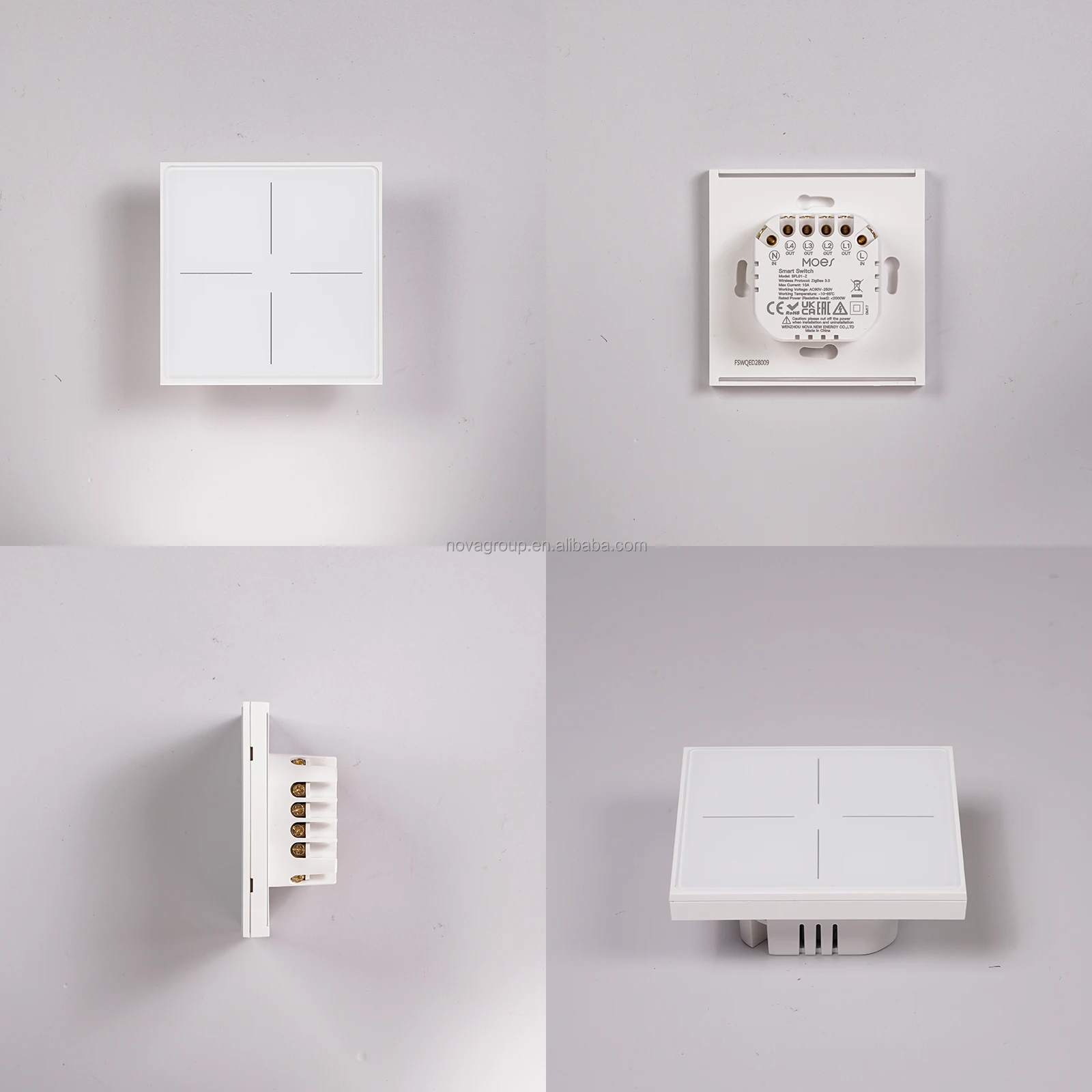 

Zigbee 4 Gang Smart Home Phone Controlled Wireless Remote Control Wall Switch Scene Switch for Voice Control Alexa