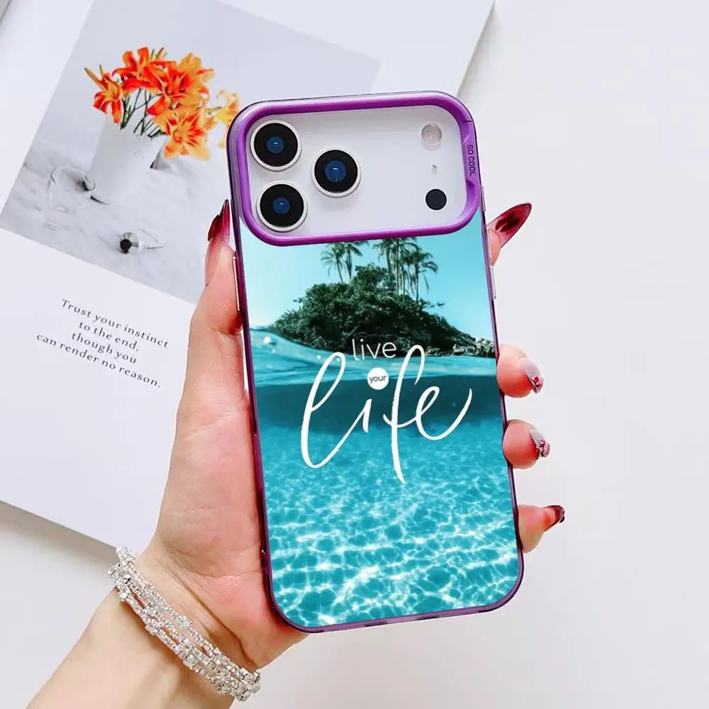 حافظة هاتف آيفون 17 16 15 14 13 12 11 برو ماكس اير متعدد الألوان ماتي ليزر معدني أورورا فوندا السفر جبل الشاطئ