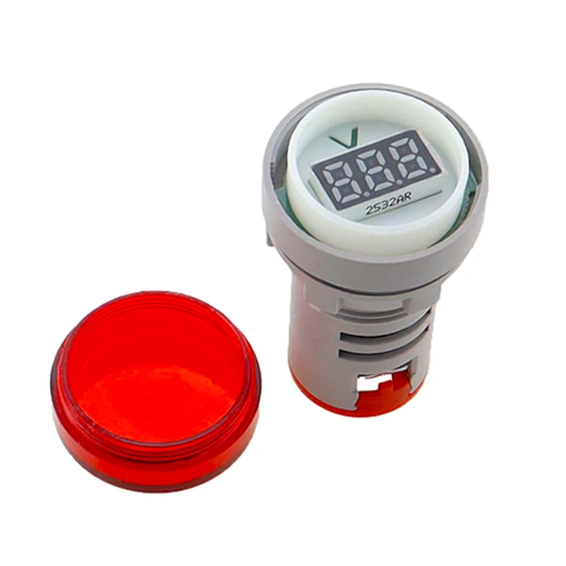 22mm AD16-22DSV Round Digital Voltmeter AC 60-500V Mini Voltage Meter LED Digital Display Voltmeter Indicator Light Pilot Lamp