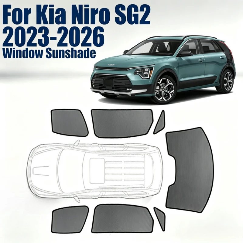 For Kia Niro SG2 2023 - 2026 2024 2025 Custom Magnetic Car Window Sunshade Curtain Mesh Front Windshield Frame Curtain