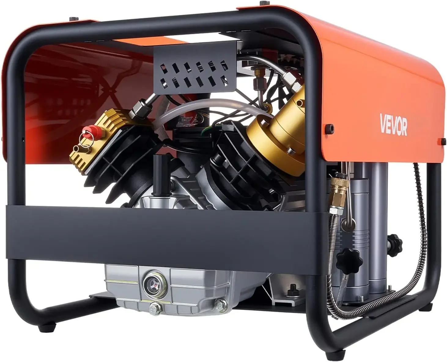 PCP Air Compressor, 4500PSI/30Mpa Diving Scuba Tank Air Compressor, Double-Cylinder Auto Stop PCP Diving Compressor with Externa