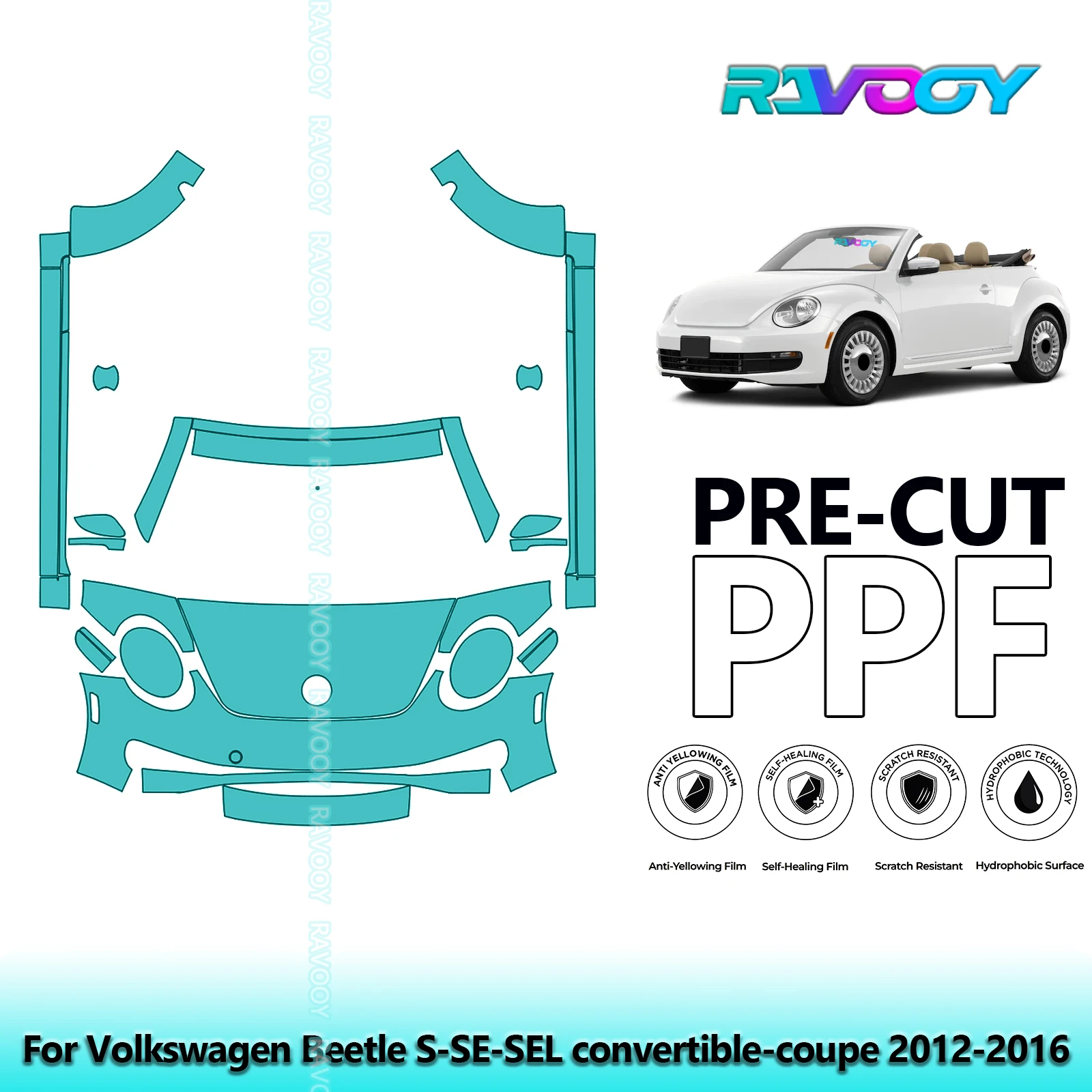RAVOOY Precut TPU PPF Front Kit+Rockers Clear Bra Stone Guard EU UK For Volkswagen Beetle S-SE-SEL convertible-coupe 2012-2016