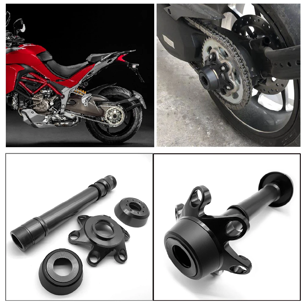 

For Ducati Multistrada 1200 Pikes Peak 1200S Touring 2013-2020 Motorcycle Rear Wheel Fork Axle Crash Sliders Integrated Shaft