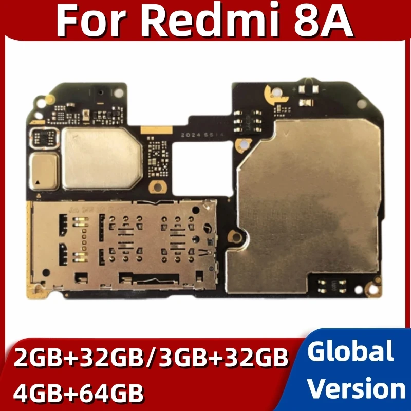 Motherboard PCB Module for Redmi 8A, Mainboard, 32GB 64GB ROM, Main Circuits Board