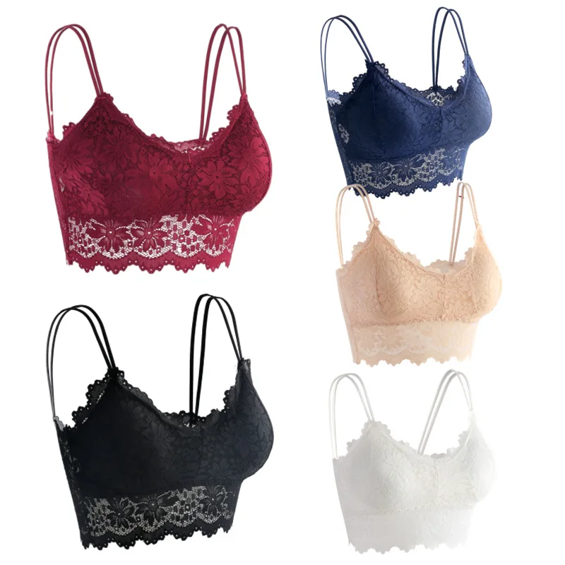 

1pcs Women's Lace Bras Female Sexy Straps Lingerie Lady Vest Underwear With Padded Cups Girl Fashion Ventilate Comfort Tank Tops