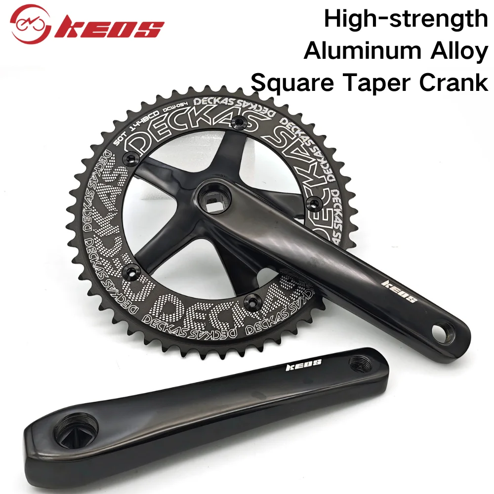 KEOS 144BCD Square Hole Bicycle Crankset Aluminum Alloy Single Speed Chainring 44T-56T Upgraded Disc Tooth Support with Modified