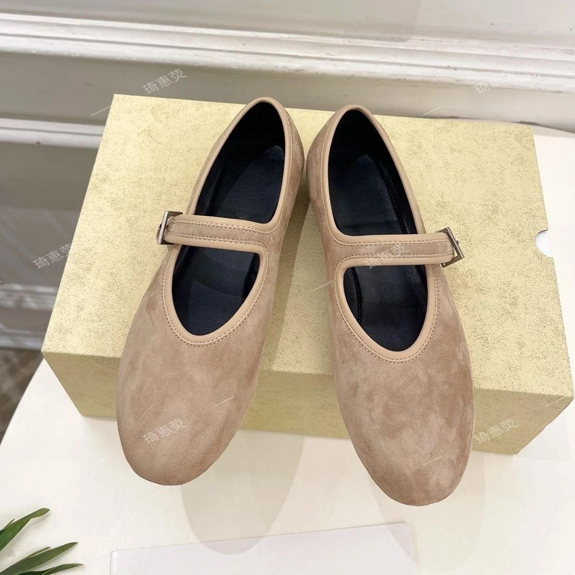Single-Strap Mary Jane Pumps 2026 Summer New Arrival  Preppy Style  Horsehair Round-Toe Leopard-Print Ballet Flats Bota Feminina
