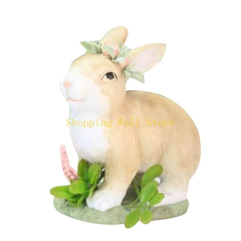 KX4B Resin Bunny Sitting Standing Rabbit Outdoor Garden Statue Easter Decor Micro Landscape Figurine Ornaments
