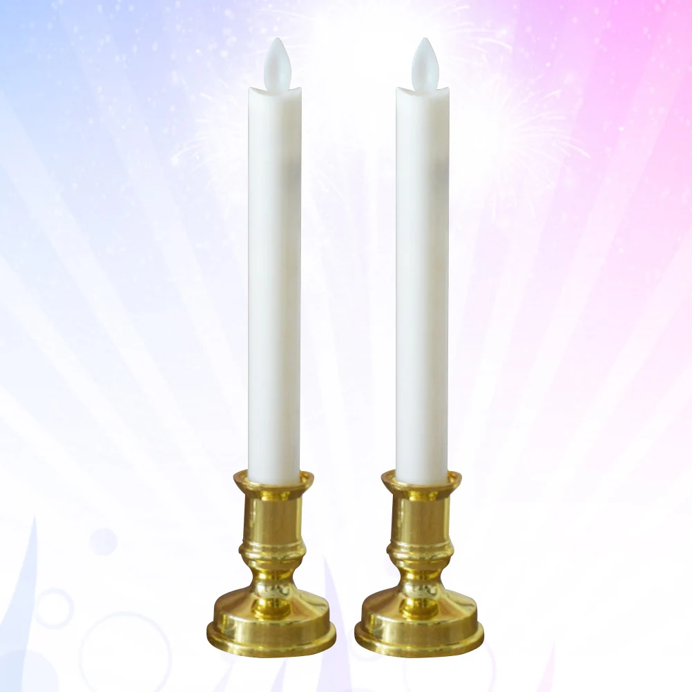 

Led Electronic Lamp Golden Base Yellow Rod Smokeless Flameless Long Lasting For Home Decor Outdoor Use Electric