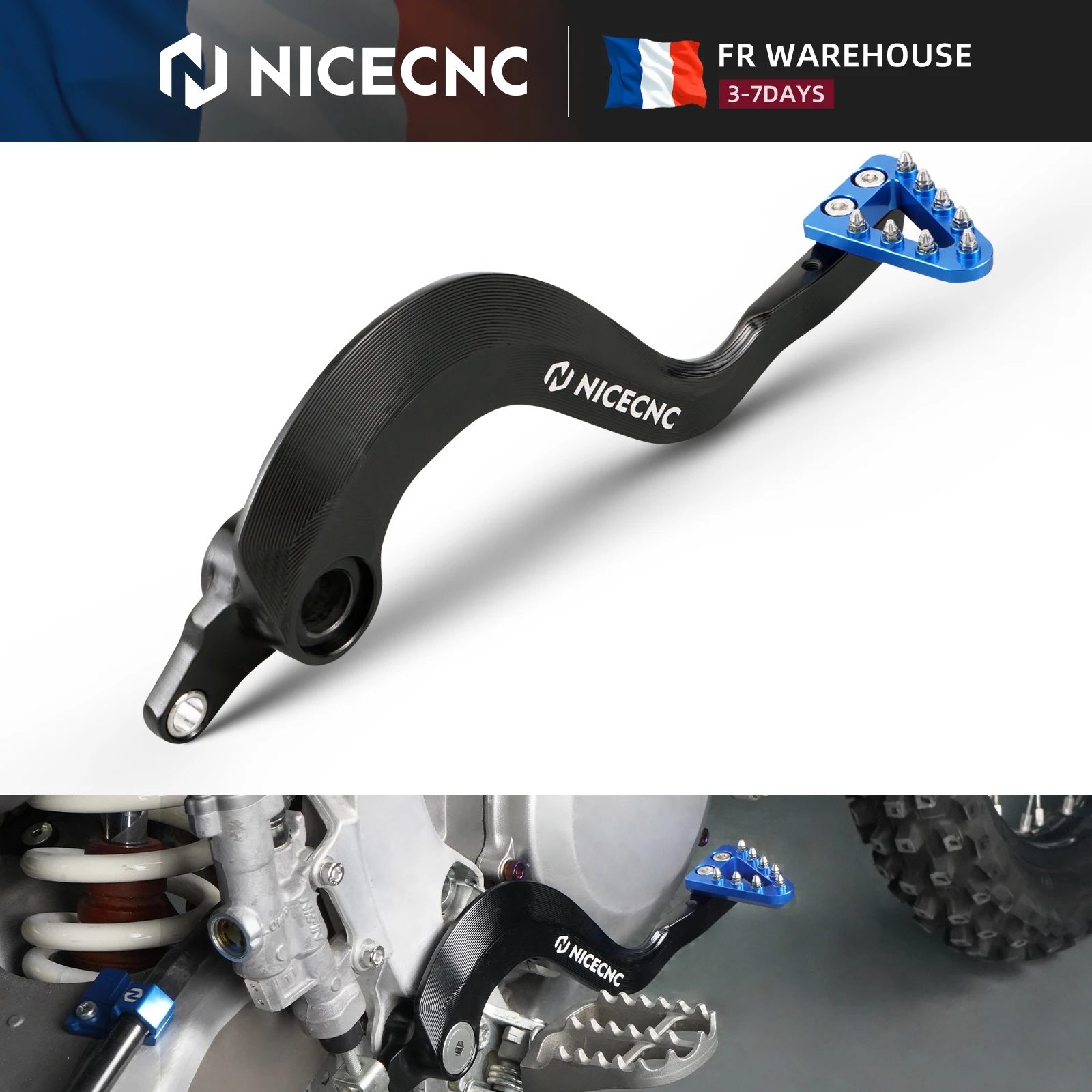 NICECNC pour Yamaha YZ125 YZ250 2005-2024 YZ125X 2017-2023 YZ250X 2016-2023 YZ 125 250 250X Levier de frein réglable en aluminium