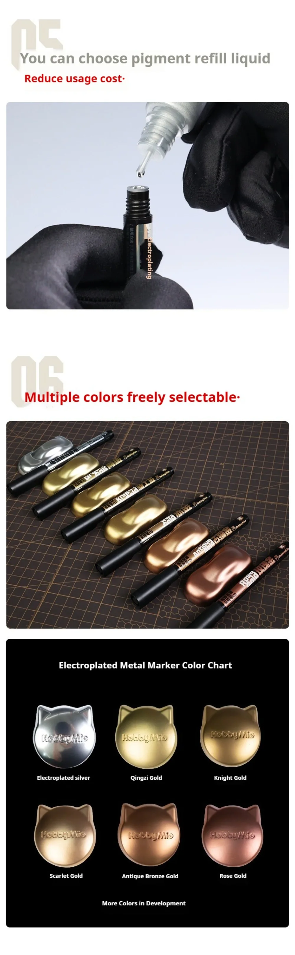 HobbyMio Super Metallic Marker Stift, ölbasierend, galvanisierter Effekt für Kunststoff, Harz, Metall, Modellbausatz, Farbstift, Hobby, DIY – Detail 8