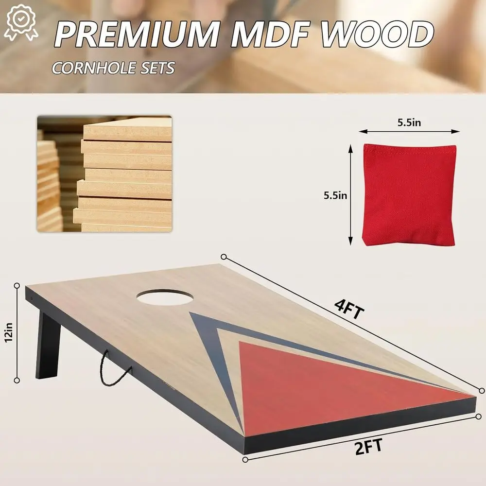 مجموعات كورنهول 4 × 2 قدم مع 8 أكياس فول حجم تنظيم، ألعاب ثقب الذرة للبالغين في الهواء الطلق لعبة رمي كيس الفول #2