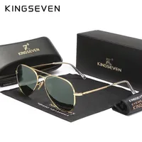 KINGSEVEN, gafas de sol piloto de aleación para hombre, polarización UV400, gafas Parsnip de marco completo antirreflectantes, gafas Retro de lujo para mujer