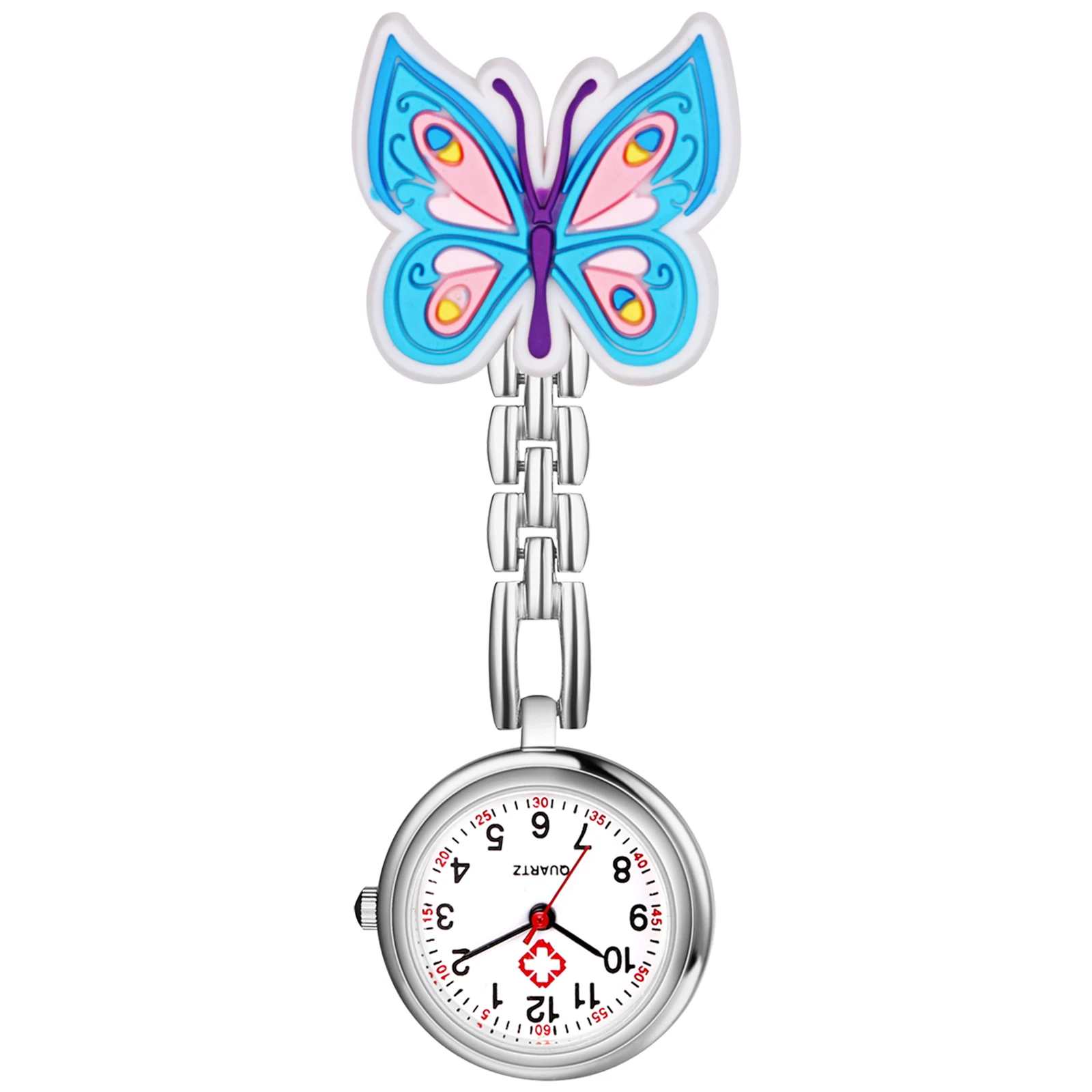 LANCARDO Hd Easy-to-read Digital Nurse Watch Butterfly Decorative Medical Watch Auxiliary Watch Unisex Blue Pink