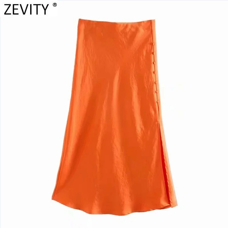 Zevity 2021 eleganckich kobiet francuski styl cukierkowy kolor z rozciętym satynowym linią spódnica Faldas Mujer w stylu Casual, letnia spódnice