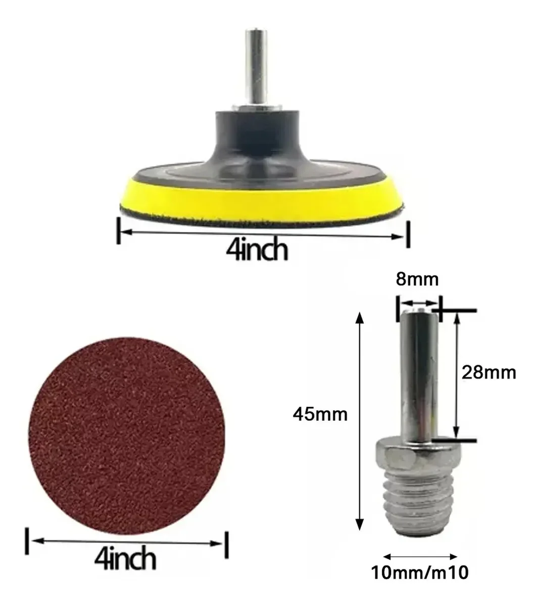 100Pcs 4 Inch Sanding Discs 60-1000 Grit Hook & Loop Sandpaper with Backing Pad & Adapter for Polishing