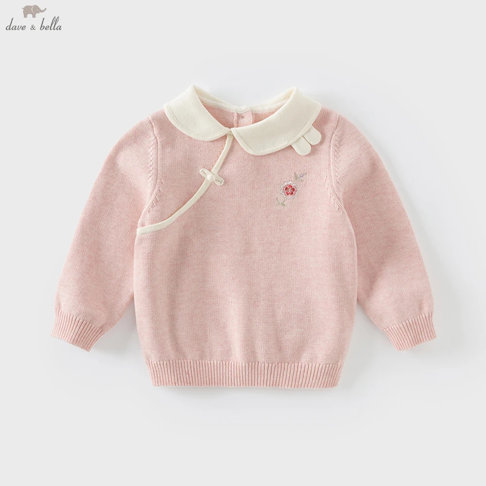 Dave Bella Autumn Winter Warm Pullover Sweater for Spring Grils Knitted Sweater Children Outerwear Coat Kids Clothes DB4244057