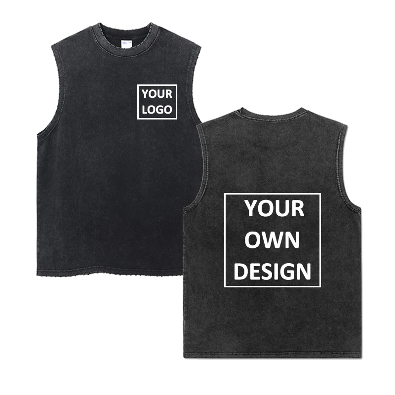 

Custom Print Tank Tops for Men Women Customized Logo Pattern Vest Unisex Retro Washed Cotton Tees Tops Streetwear Tailor-made