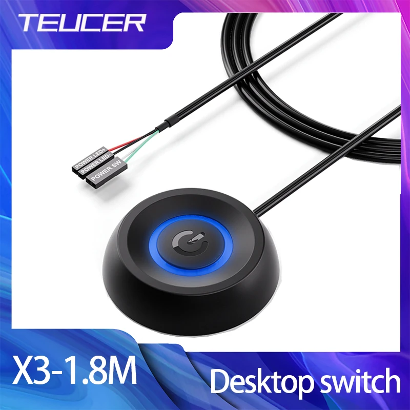 TEUCER PC Power Button Switch Desktop Computer Desktop Switch with 1.8M Cable