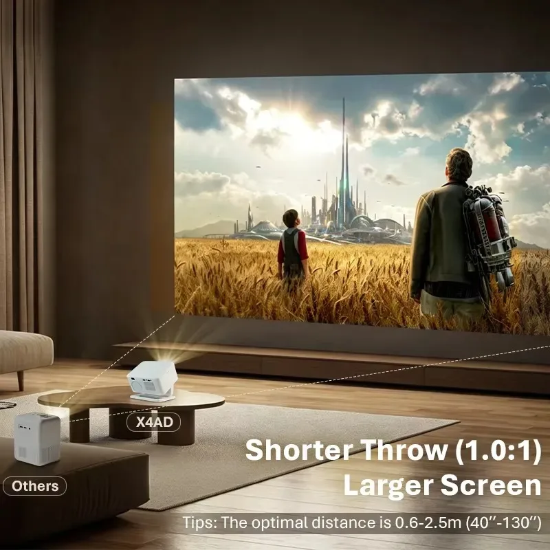 2026 Hot Sale HOTACK Wholesale X4AD Portable Outdoor Travel Projector Smart Android GTV Home Theater Game 4k Proyector