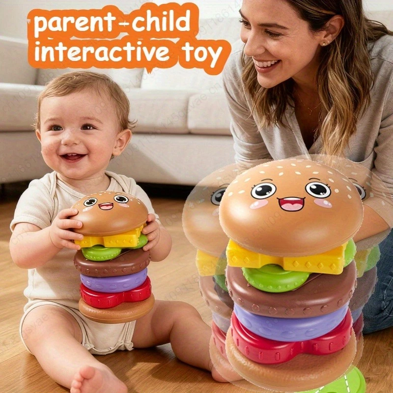 Hamburg Sandwich Stacking Toys for Toddlers and Kids Preschool Educational Toys Fine Motor Skill kitchen Toy