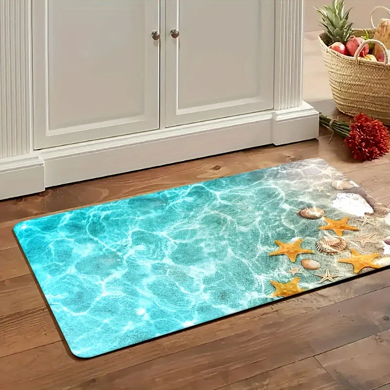 Fashionable Kitchen Doormat Sea Horizon Pattern Carpet Machine Washable Rugs Kitchen Indoor Decor Dining Room Home Bedroom Decor