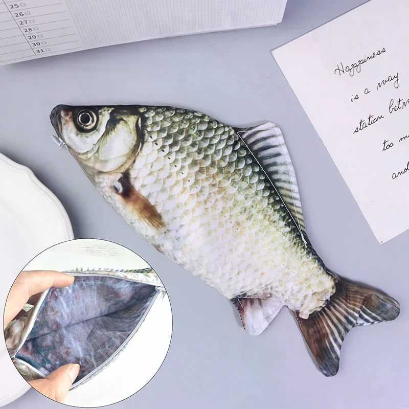 

Realistic Fish Shape Make-up Pouch Pen Pencil Case Crucian Carp Pen Bag With Zipper Back To School Pencil Pouch Pencil Bag