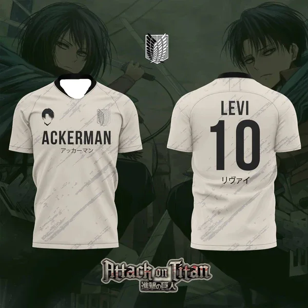 Japanese Animation ATTACK ON TITAN Theme 3D Printing Sports Breathable Men's Women's Same T-shirt Football Shirt Short Sleeve