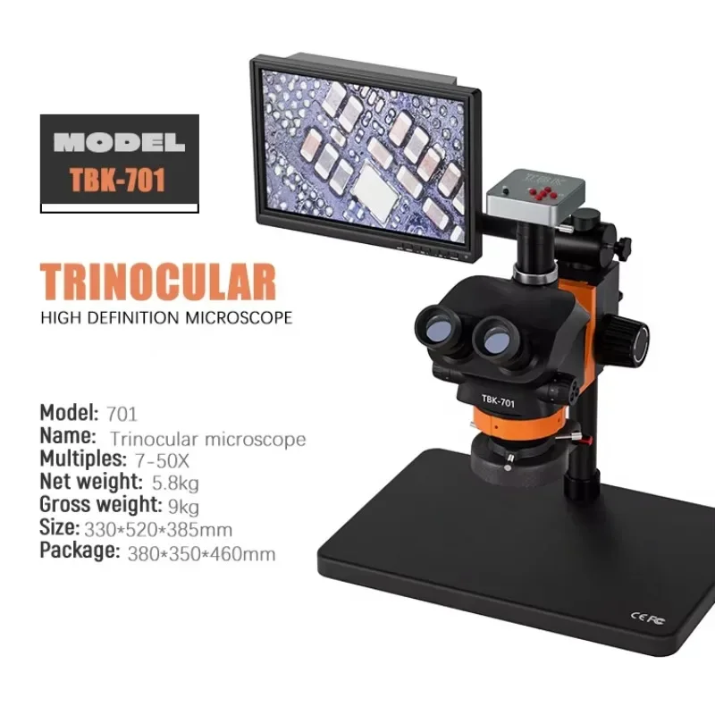 

a701 Electron Trinocular Stereo Microscope With DH Display Screen With 48 Million Industrial Mechanic Optical System