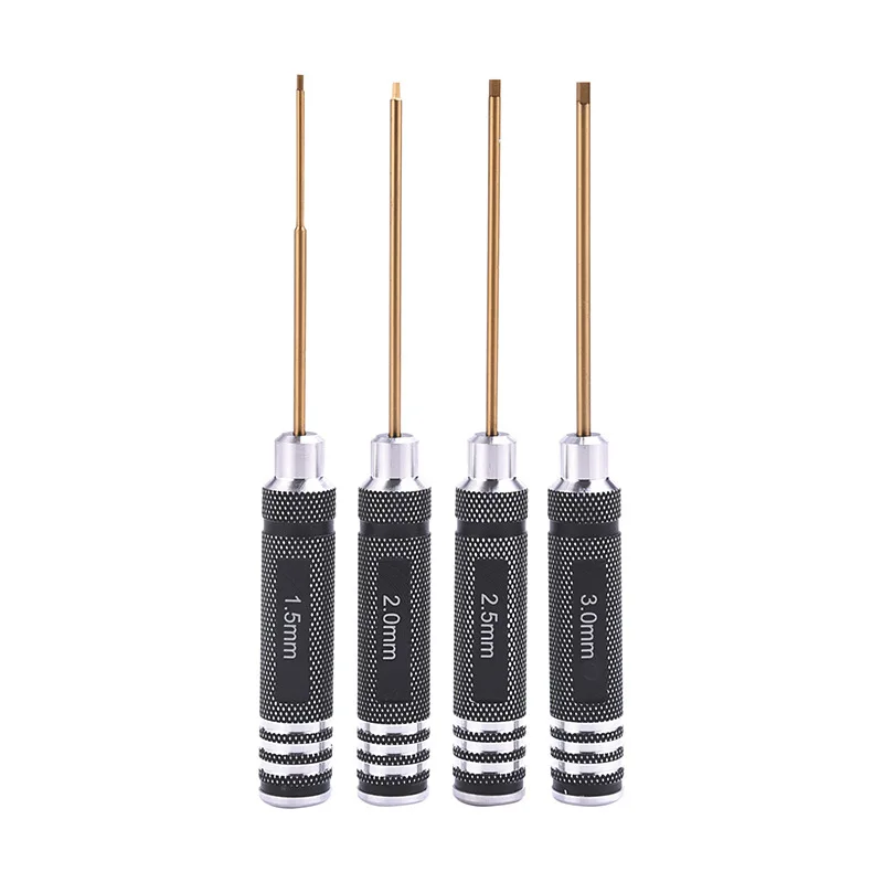 Model Tools Aeromodelling Hss Imported High-speed Steel Titanium-plated Hexagonal Screwdriver 4-piece Set Of Screwdrivers