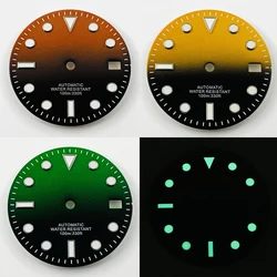 Nh35 29mm Black Yellow Orange Green Watch Dial Green Luminous Watch Faces for NH35 4R35 Movement Replacement Parts