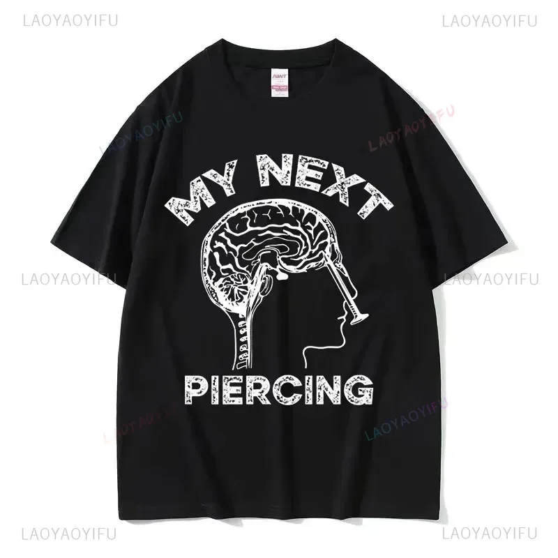 My Next Perforated Pattern T-shirt Meme Lobectomy Short Sleeve Men's and Women's Casual Fashion Large T-shirt