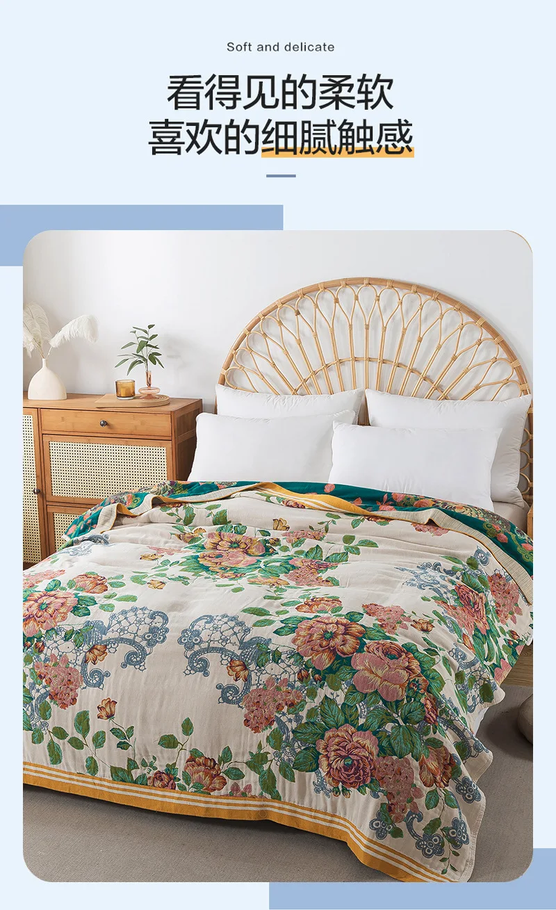 Charming Cotton Floral Bedspread Blanket