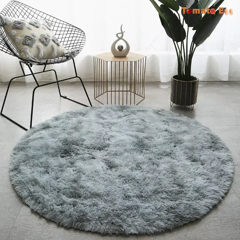 Soft Plush Round Rug Artificial Sheepskin Long Hair Carpet Soft Round Floor Mat Home Bedroom Living Room Decoration