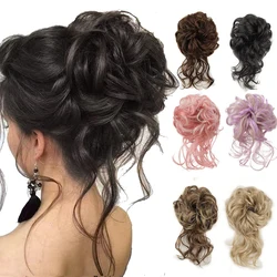 Synthetic Messy Hair Bun Curly Donut Chignon With Elastic Band Scrunchy Chignon Hair Extensions Hairpiece Fake Hair For Women