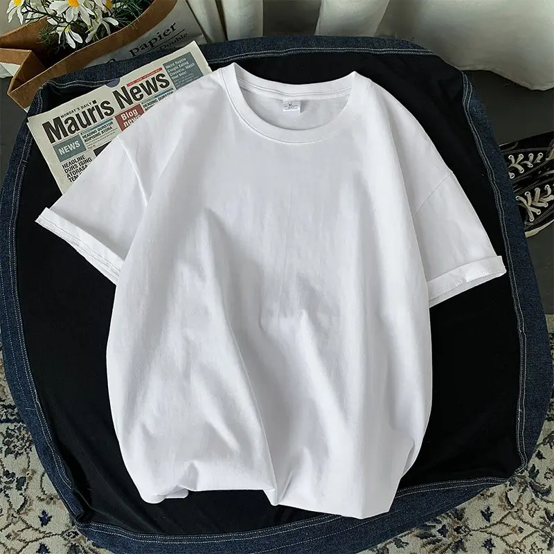 100% Baumwolle Kurzarm-T-Shirt für Männer und Frauen, Sommermode, einfarbig, schlicht, O-Ausschnitt, lockere, lässige Basic-Shortsleeve-Bluse. – Detail 8