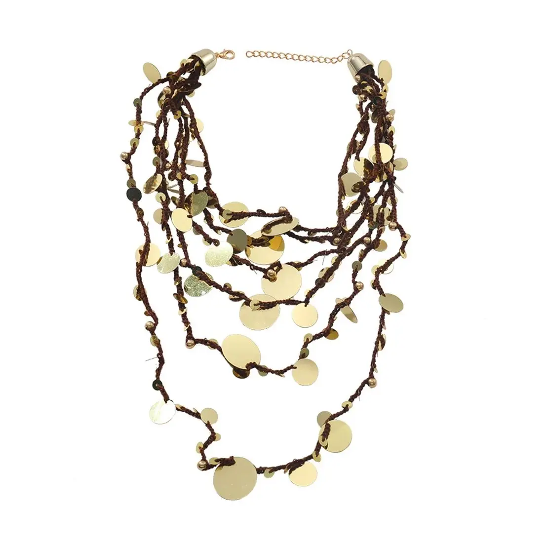 

ZAA Boho Multilayer Coin Cord Waterfall Necklace for Women Vintage Indian Ethnic Style Jewelry Neck Accessories