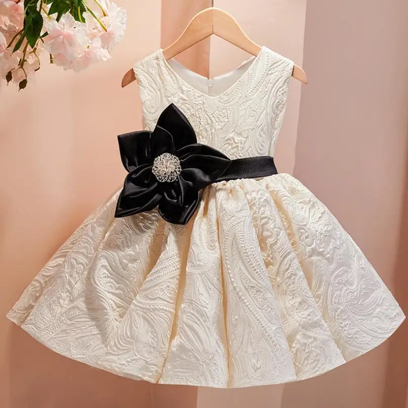 

Baby Spanish Lolita Princess Ball Gown Flower Sleeveless Design Birthday Baptism Party Easter Eid Dresses For Girls a2719