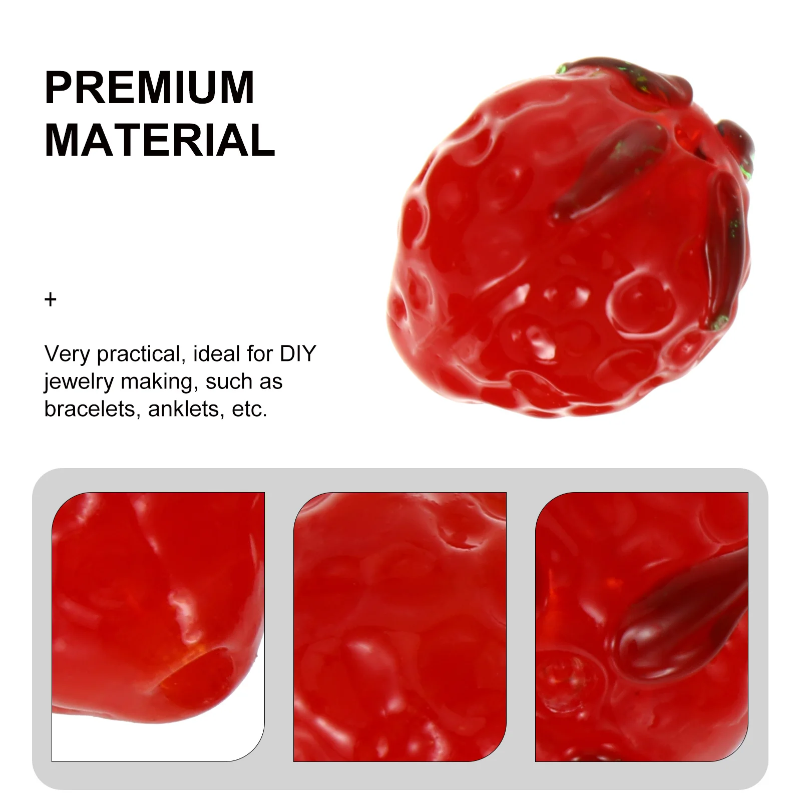 

50Pcs Strawberry Beads Fruit Spacer Loose Beads for DIY Bracelets Stylish Unique Design Strawberry Bead Fruit Bead