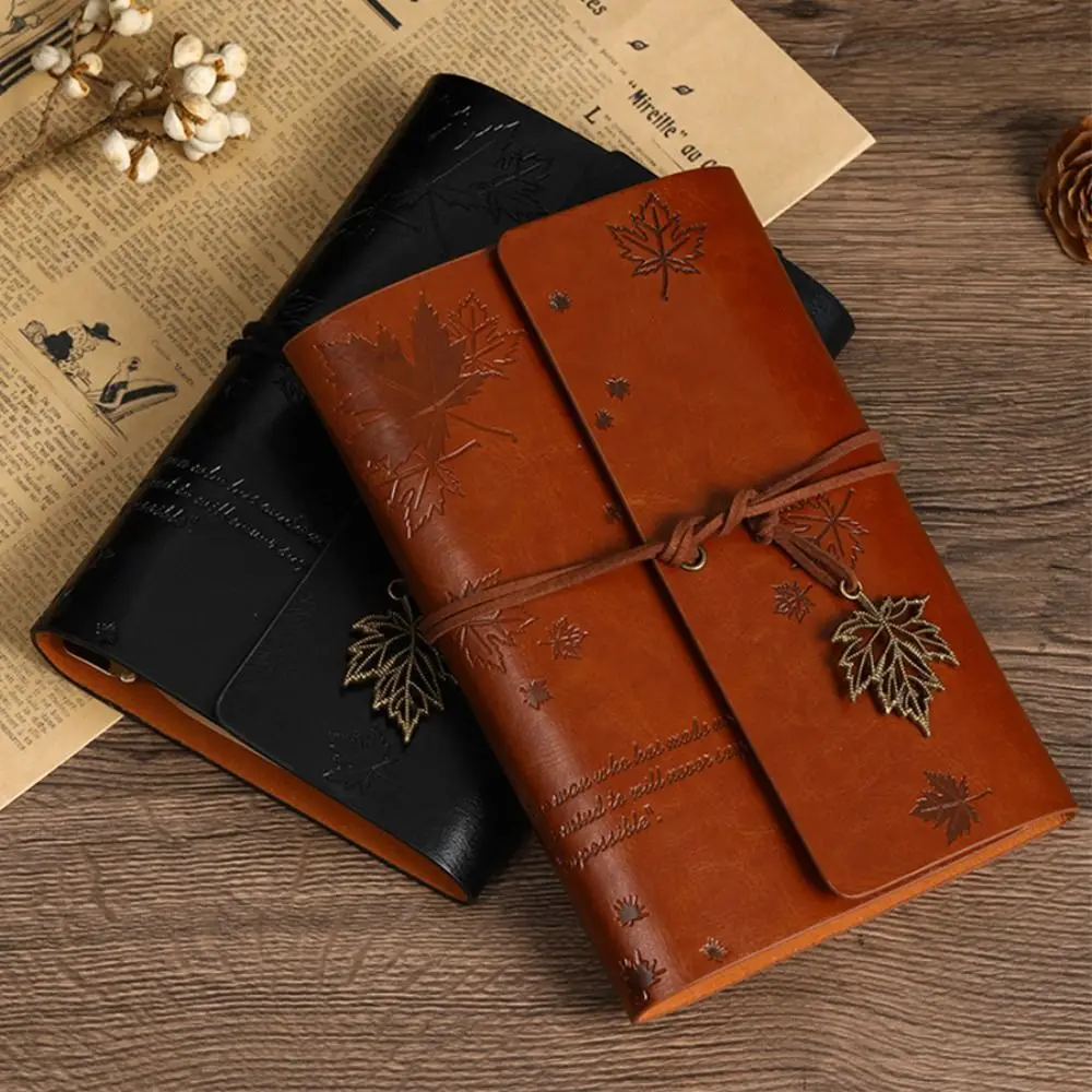 A6 المسافرين خمر دفتر كرافت ورقة بولي Leather الجلود الرجعية دوامة دفتر فضفاض ورقة القرطاسية بولي Leather الجلود كرافت دفتر