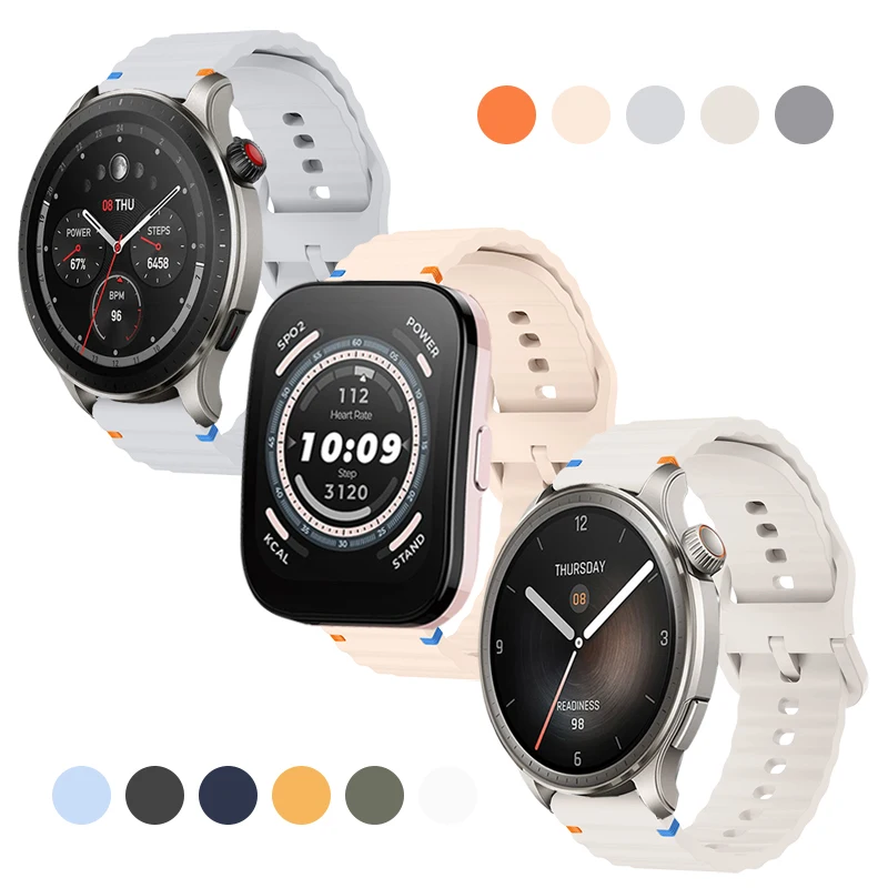 20/22mm Band for Amazfit Balance/GTR4/Active/Bip Soft Silicone Women Men  Adjustable Strap for Amazfit GTR Mini/Stratos/GTS/ZEPP