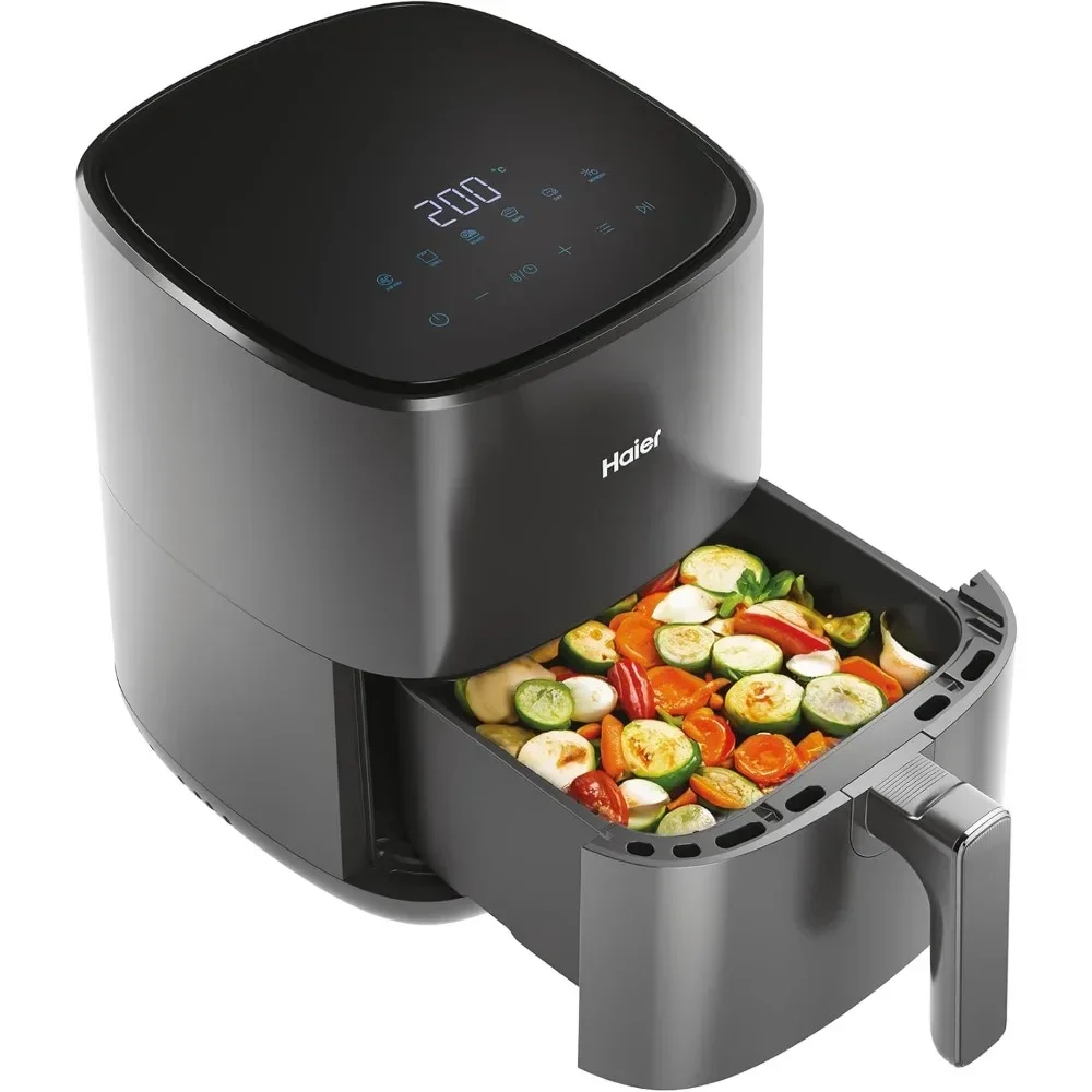 HAIER Freidora de Aire sin Aceite de 5L, Pantalla Táctil, 6 en 1, Freidora de Aire, Hornear, Asar, Parilla, Deshidratar, Descongelar