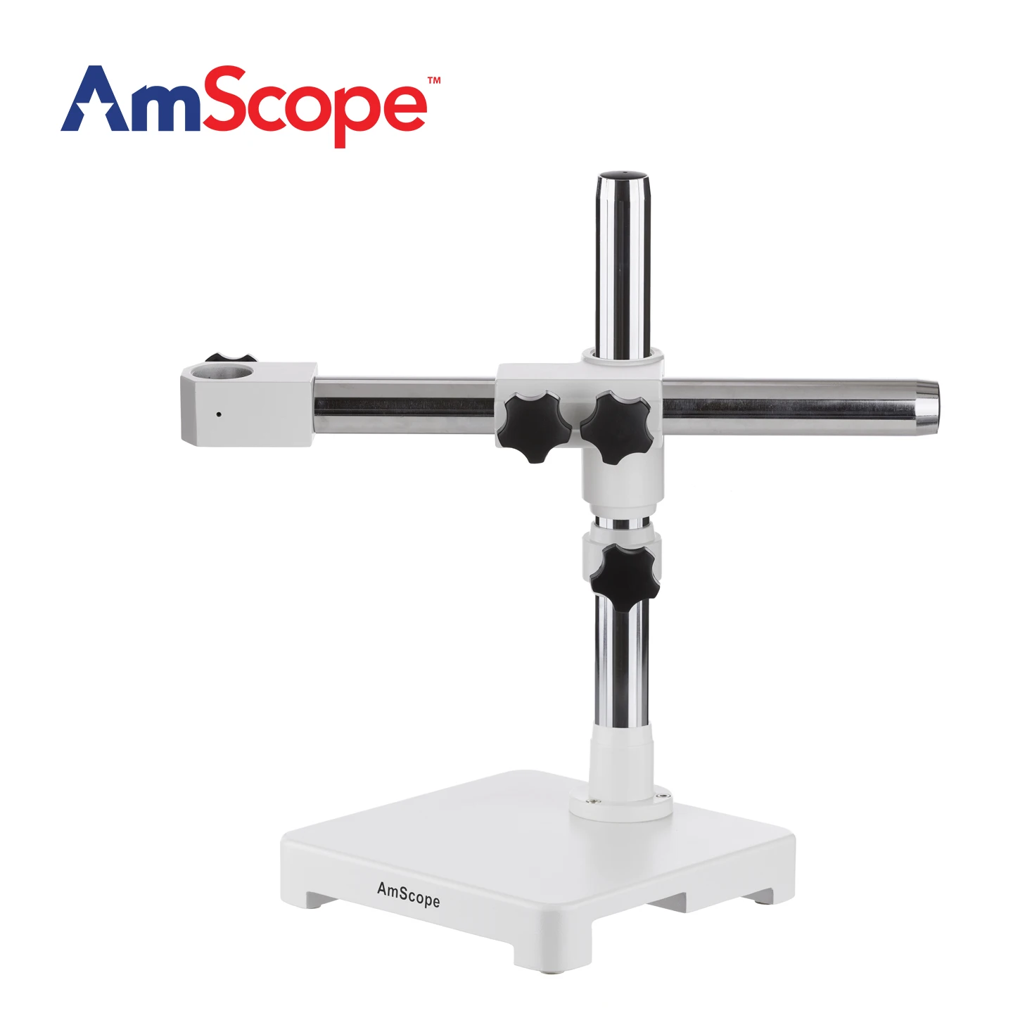AmScope Single Arm Boom Stand for Stereo Microscopes - Steel Arm, Tube Mount , 76mm Focus Block