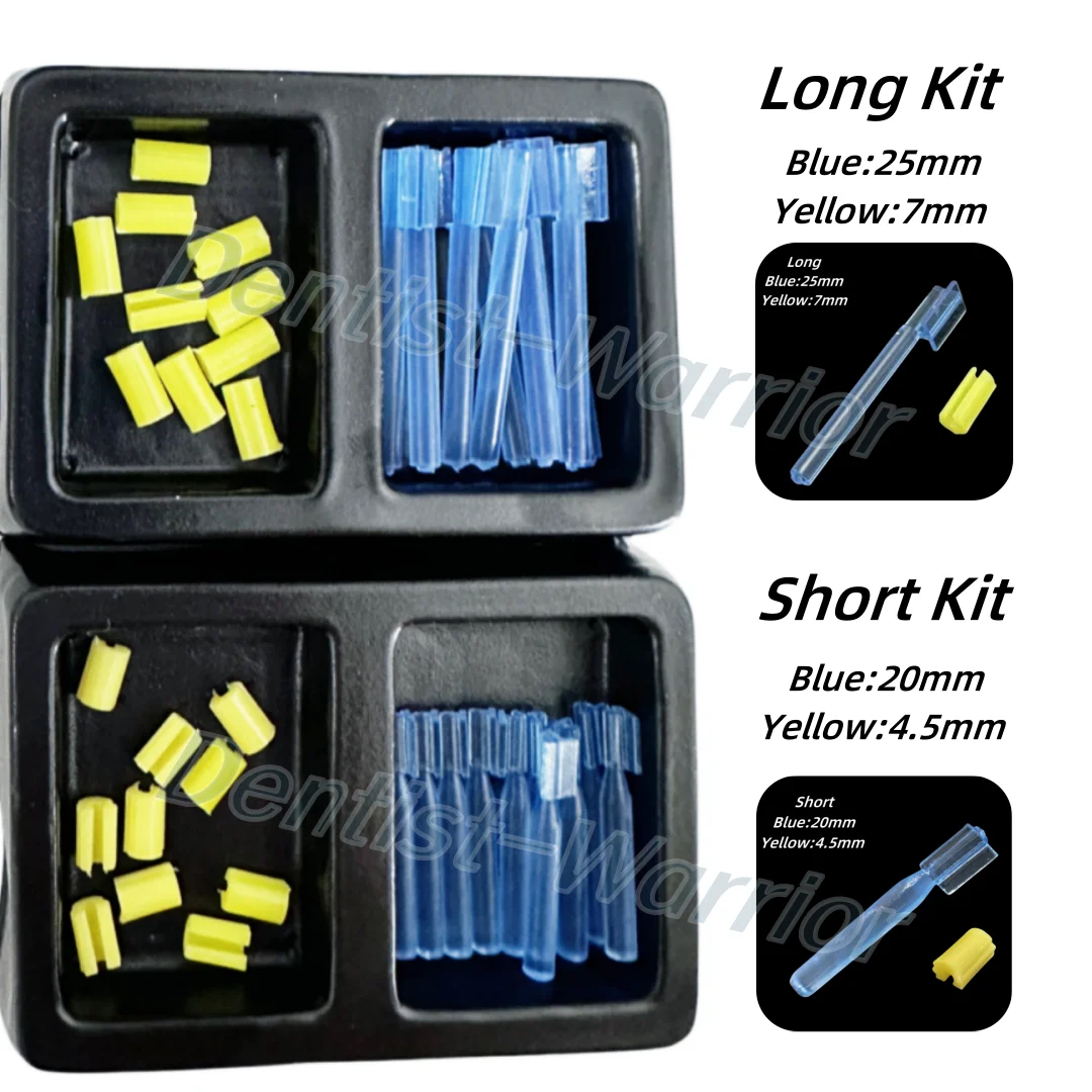 Dental Blue Bar Yellow Clips Bolt Cap Overdenture Bar Attachment Retention Female Inserts Removable Long/Short