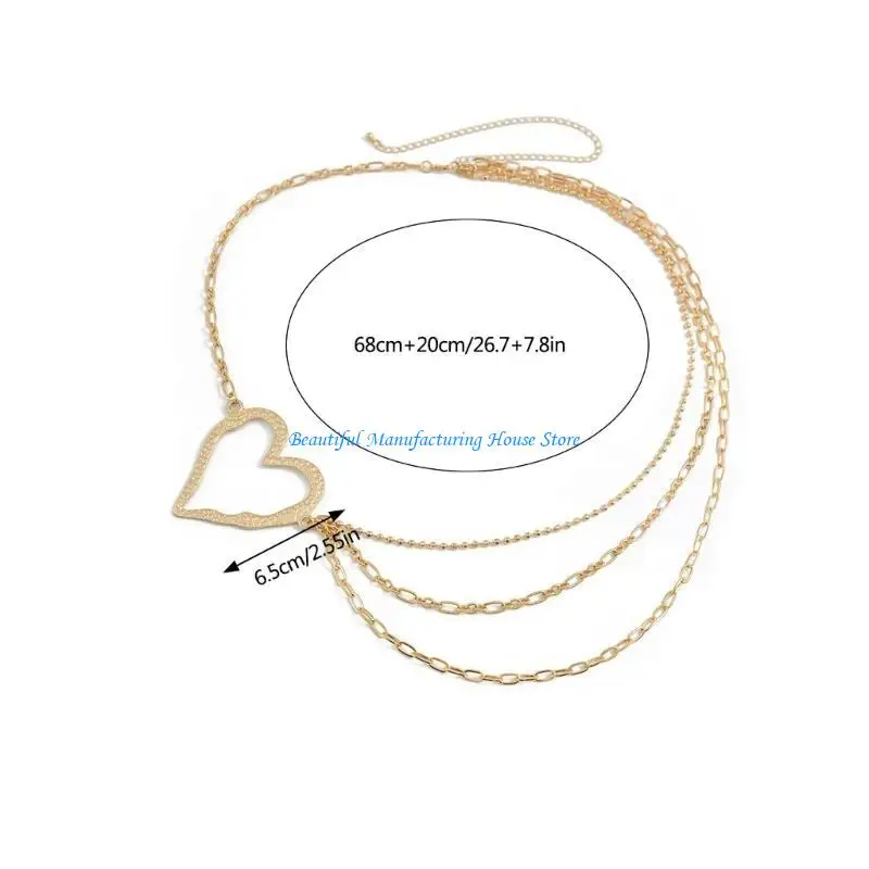 E56A المعادن القلب قلادة الخصر سلسلة ملهى ليلي سلسلة الجسم الجسم مع سلسلة الموسعة التسلق مجوهرات للجسم لفتاة امرأة