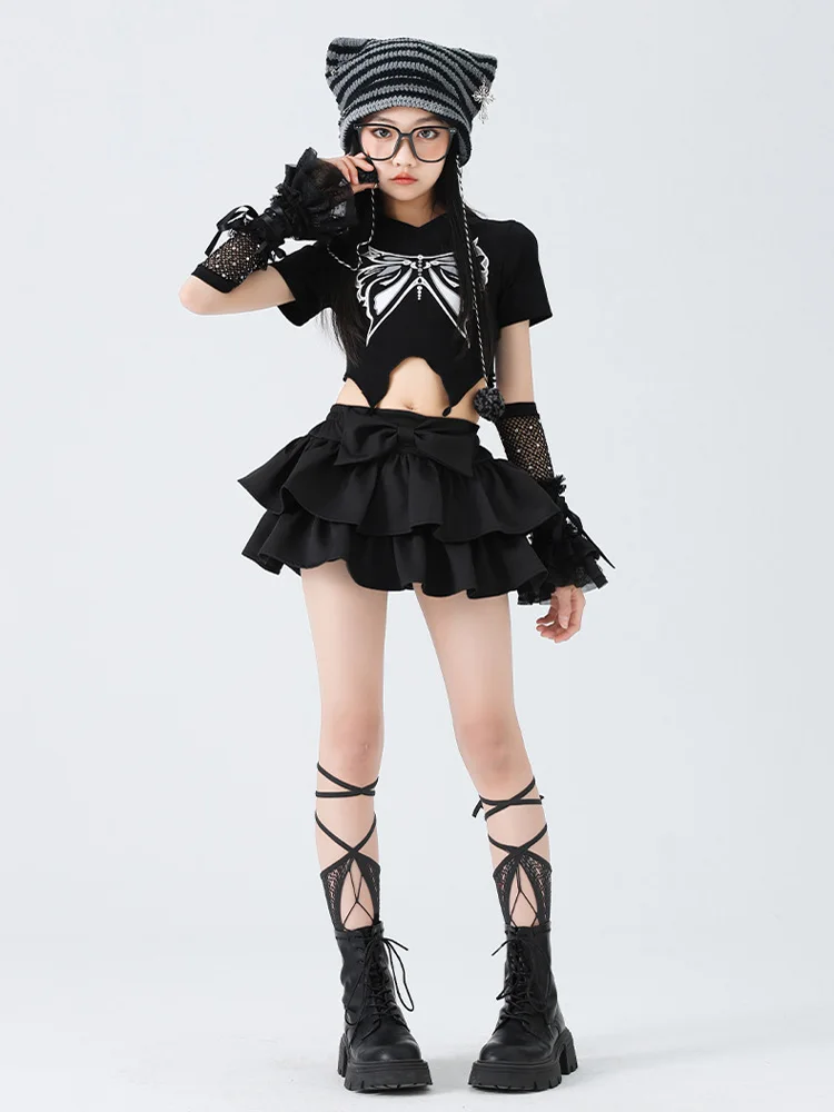 Ragazze K-pop Moda Crop Top Gonne a strati Set di vestiti Bambini Costume Hip Hop Bambini Street Dance Hot Girl Group Streetwear