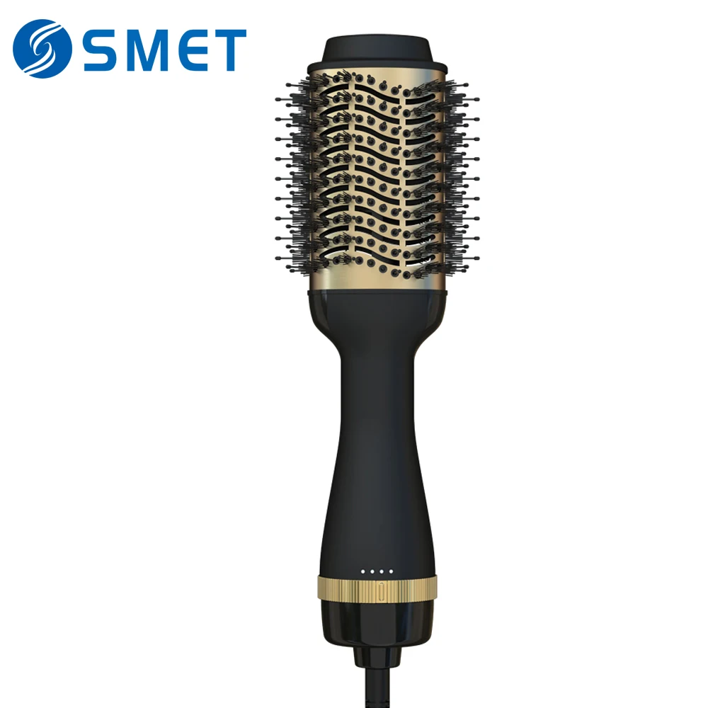 

Hot Sell Black Gold Hot Air Blowout Brush 3 in 1 Electric One Step Blow Out Hair Dryer Brush