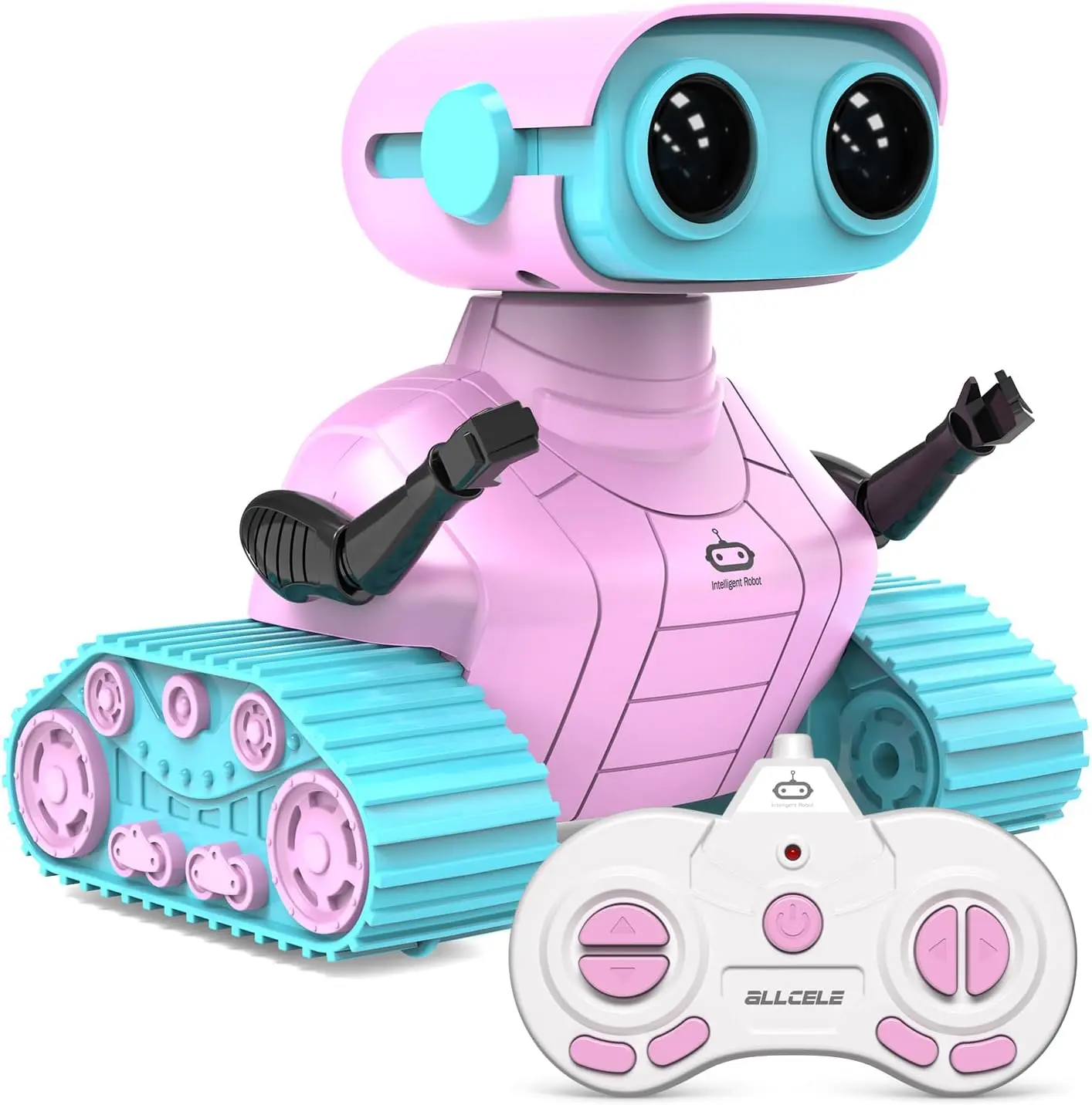 ALLCELE Robot Toys, Robot RC per Bambini Ragazzi, Giocattolo Telecomandato con Musica e Occhi LED, Regalo Ideale per Bambini-Rosa Blu