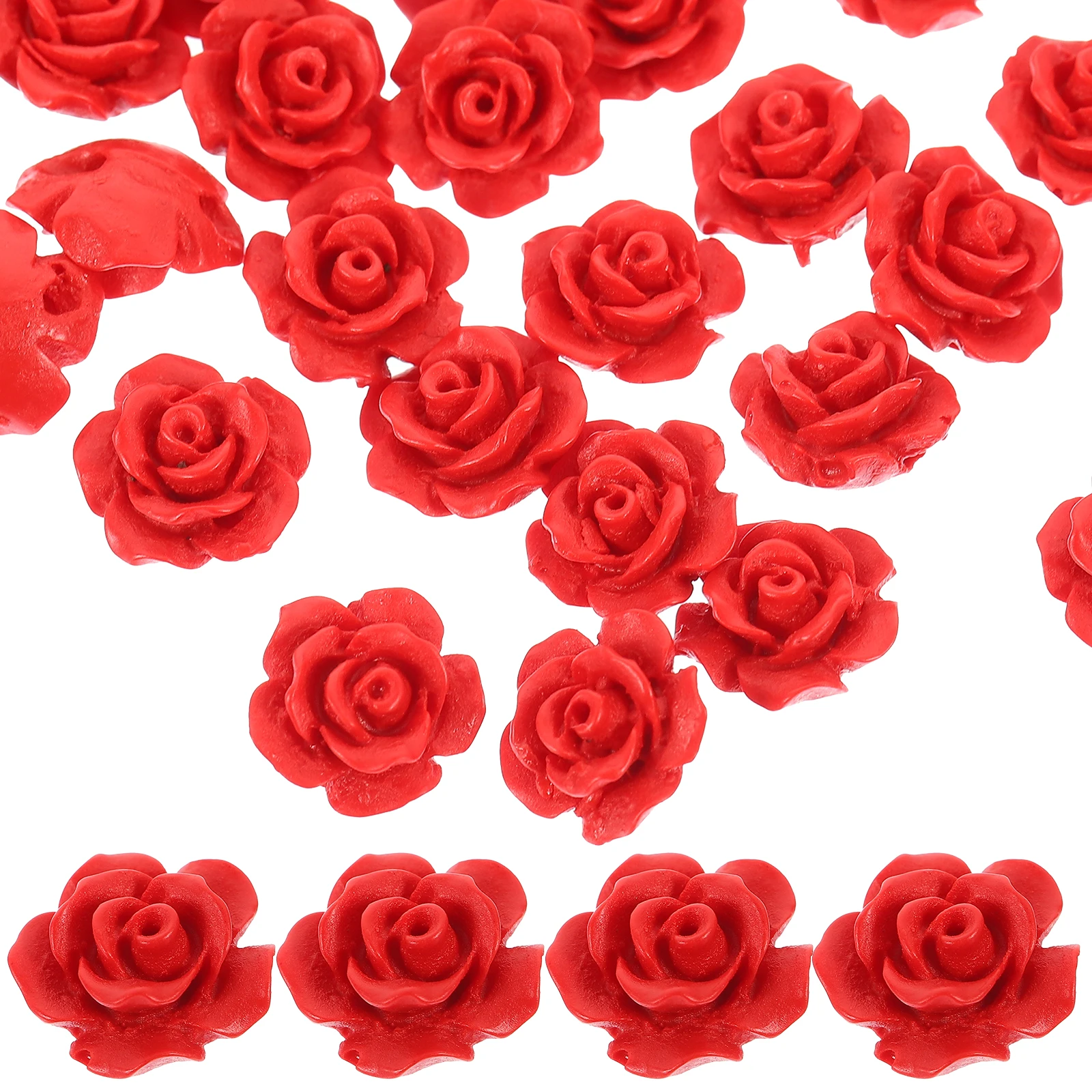 

50 Pcs Scattered Bead Accessories Rose Ornament Jewelry Making Beads DIY Decor Loose Flower Carving Bead Projects